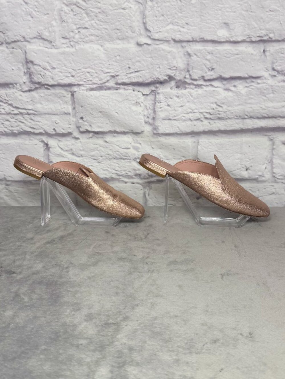 Joie Rose Gold Leather Mule Loafers